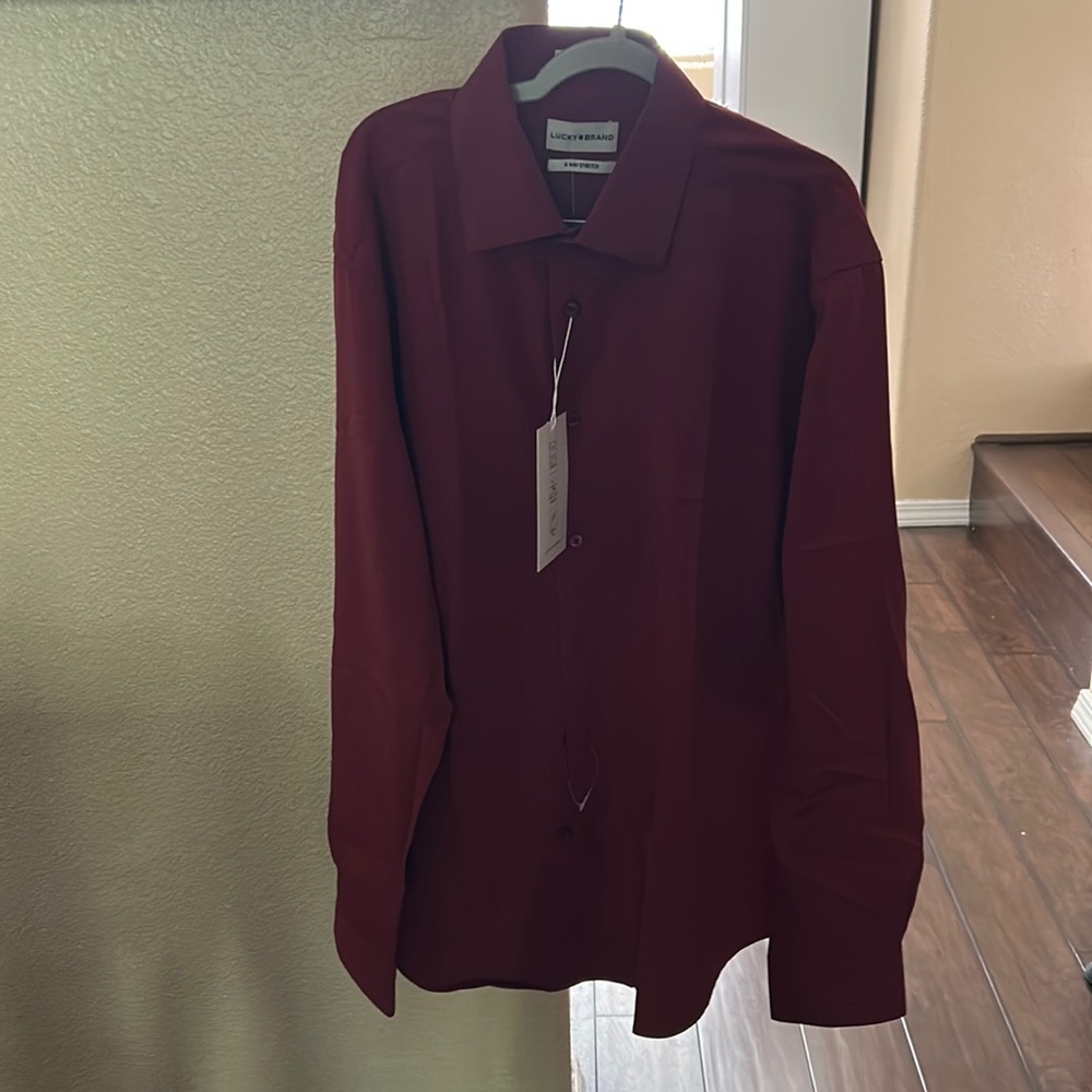 Lucky Brand medium slim fit red button down shirt